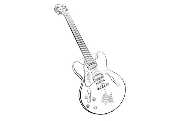 نقاشی گام به گام آلات موسیقی | آموزش کشیدن نقاشی گیتار الکتریک
