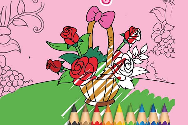 رنگ آمیزی برای کودکان | کتاب رنگ آمیزی گل ها