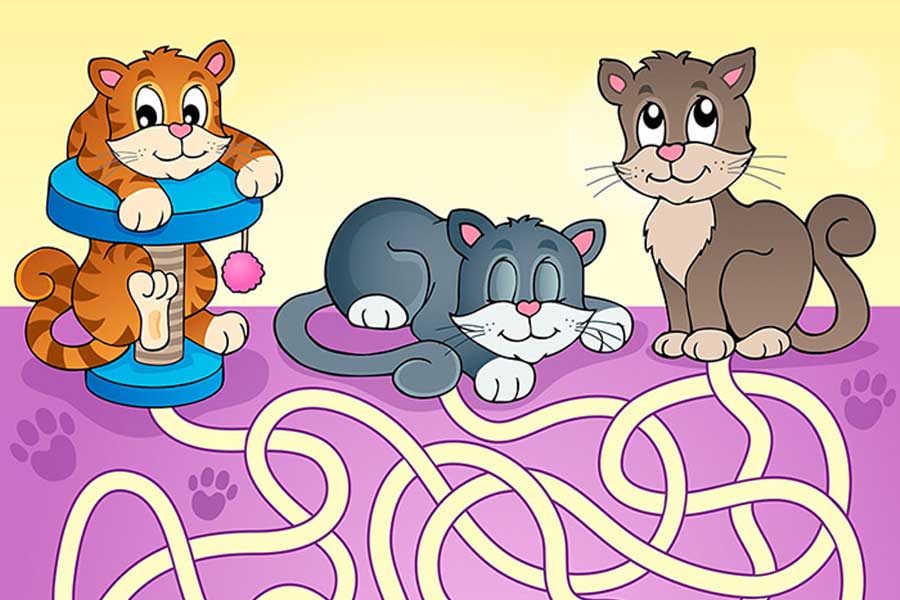 پازل فکری ماز برای کودکان | بازی مسیریابی مارپیچ موش و گربه