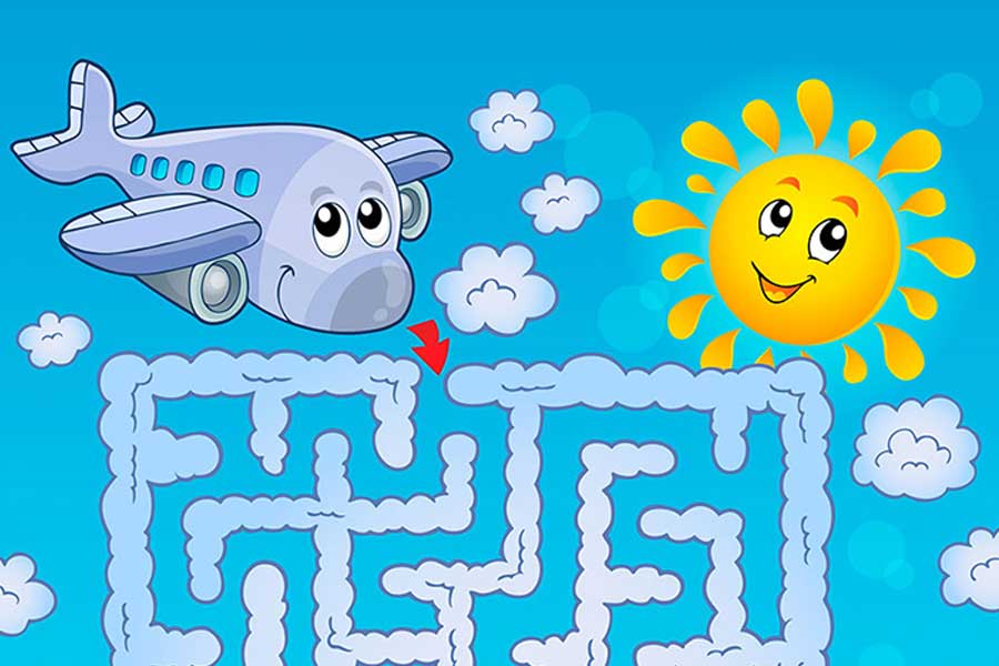 بازی مسیریابی مارپیچ برای کودکان | پازل ماز رساندن هواپیما به فرودگاه