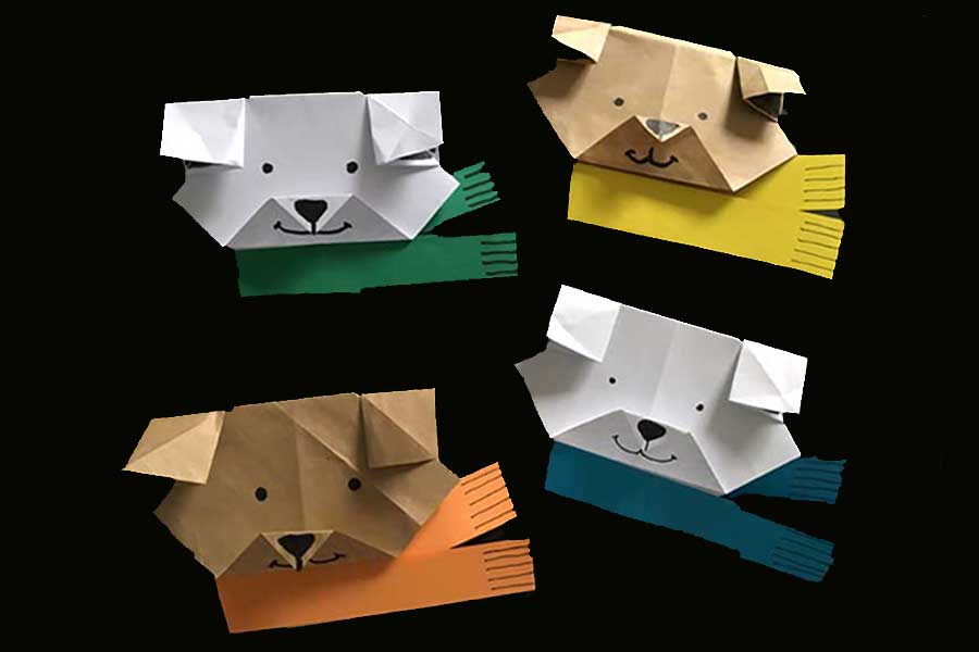 اوریگامی حیوانات | آموزش ساخت اوریگامی خرس با شال های رنگی