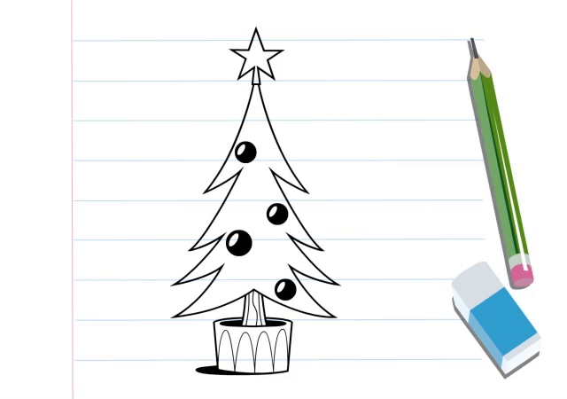 آموزش نقاشی با طرح هندسی (درخت کریسمس)