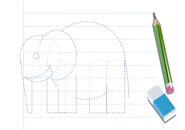 آموزش نقاشی با طرح هندسی (فیل)