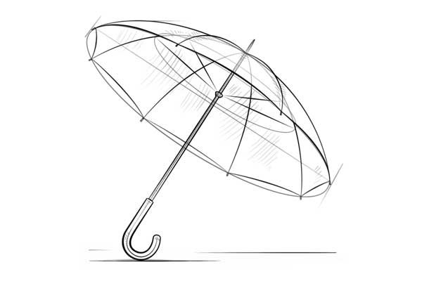 آموزش گام به گام نقاشی اشیاء بی جان | چتر بارانی