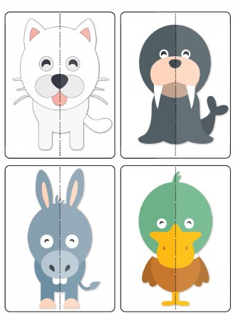 پازل دو تکه حیوانات کارتونی برای خردسالان